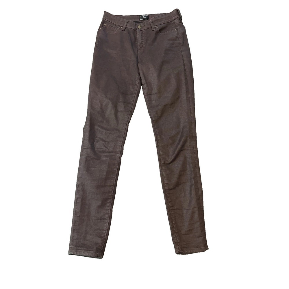 Moto Gap Faux Leather Womens Pants 6 28R Brown Coated Skinny Jeans Rocker Edgy